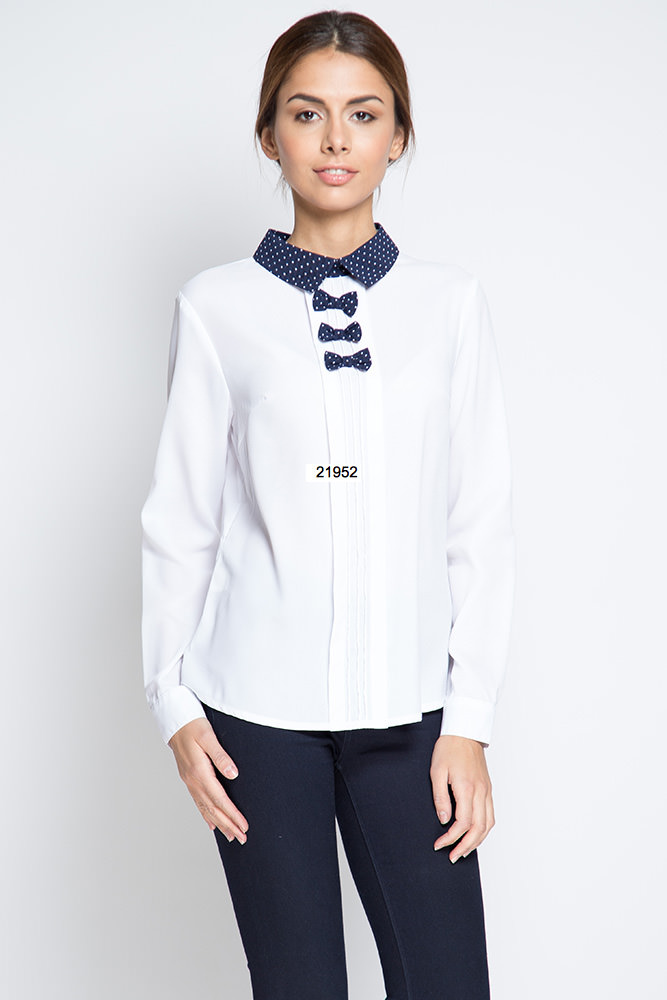 Фото товара 7804, белая блузка с бантиками