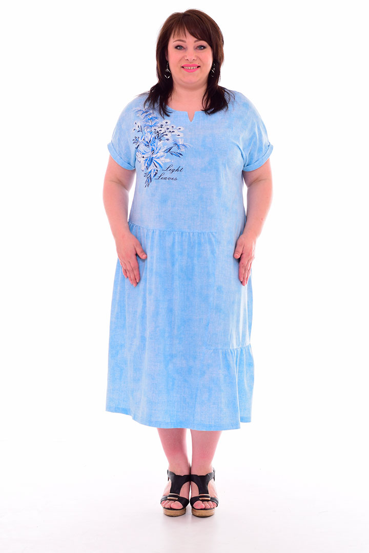 Фото товара 19162, голубое свободное платье
